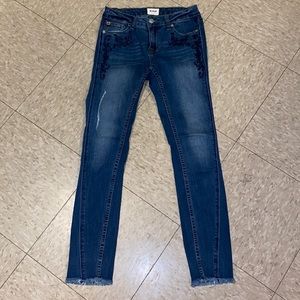 Hudson Girls’ Christa Ink Wash Skinny Jeans w/Rare Floral Embroidery size 14